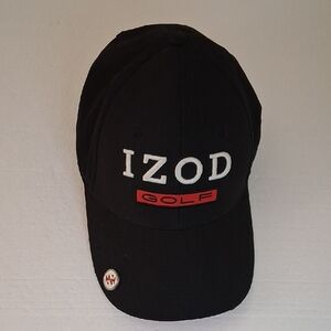 Izod Golf Black Cap with Red Logo Trucker Hat